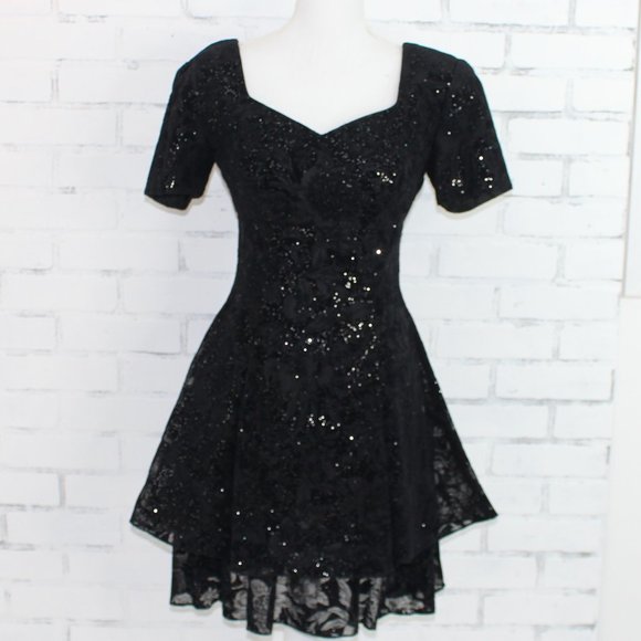 Vintage 80's Black Cocktail Dress - Picture 1 of 8